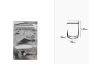 Aluminijumske DoyPack kesice 80x30x130mm sa zipom, transparentnom prednjom stranom, ovalnim dnom i sa mogućnošću termo zatvaranja – 100kom Aluminijumske DoyPack kesice 80x30x130mm sa zipom, transparentnom prednjom stranom, ovalnim dnom i sa mogućnošću termo zatvaranja – 100kom