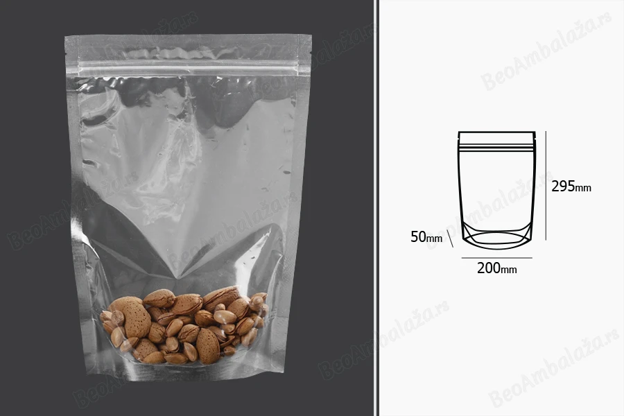 Providne DoyPack kesice sa zip zatvaranjem, ovalnim dnom i sa mogućnošću termo zatvaranja 200x50x295mm - 100 kom-dimenzije_slike