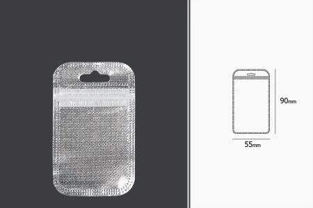 Kesica 55x90mm sa zip zatvaranjem, srebrnom non woven zadnjom i providnom prednjom stranom i sa Eurohole otvorom - 100 kom-2