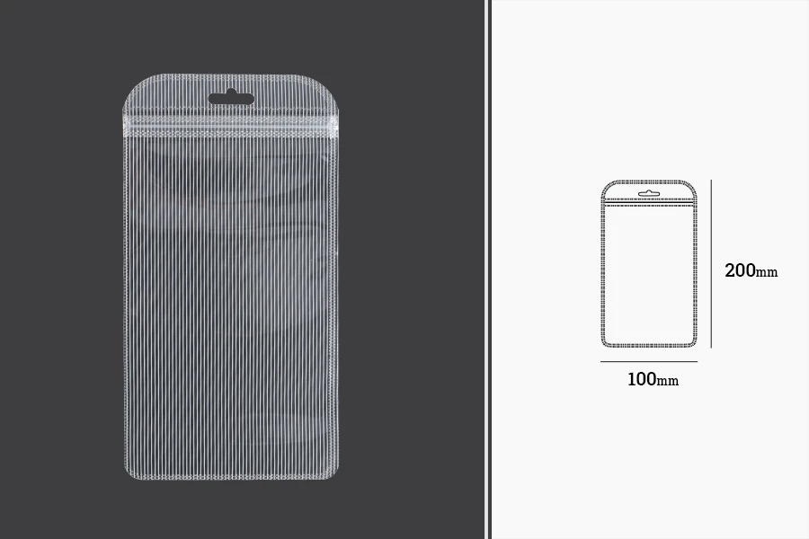 Plastična zip kesica 100x200mm sa providnom prednjom stranom, zadnjom providnom stranom sa linijama i sa Eurohole otvorom - 100 kom Plastična zip kesica 100x200mm sa providnom prednjom stranom, zadnjom providnom stranom sa linijama i sa Eurohole otvorom - 100 kom