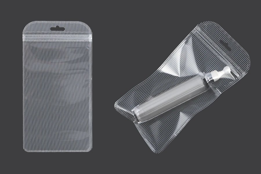 Plastična zip kesica 100x200mm sa providnom prednjom stranom, zadnjom providnom stranom sa linijama i sa Eurohole otvorom - 100 kom Plastična zip kesica 100x200mm sa providnom prednjom stranom, zadnjom providnom stranom sa linijama i sa Eurohole otvorom - 100 kom