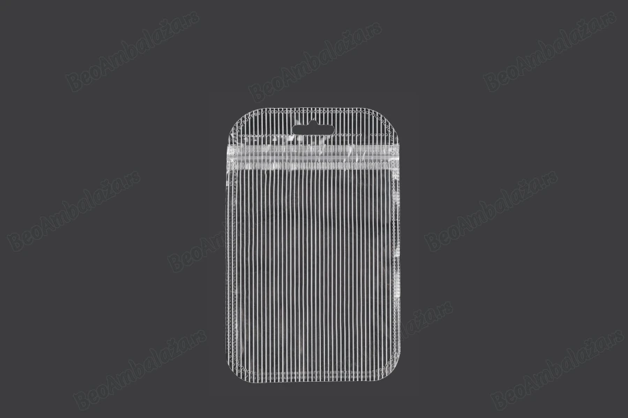 Plastična zip kesica 85x130mm sa providnom prednjom stranom, zadnjom providnom stranom sa linijama i sa Eurohole otvorom - 100 kom-slika_proizvoda