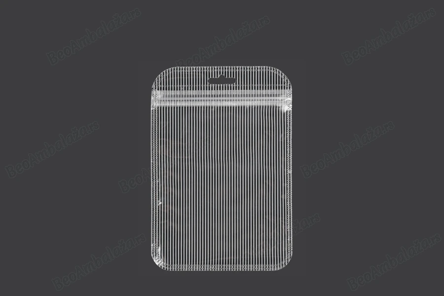 Plastična zip kesica 105x150mm sa providnom prednjom stranom, zadnjom providnom stranom sa linijama i sa Eurohole otvorom - 100 kom-slika_proizvoda