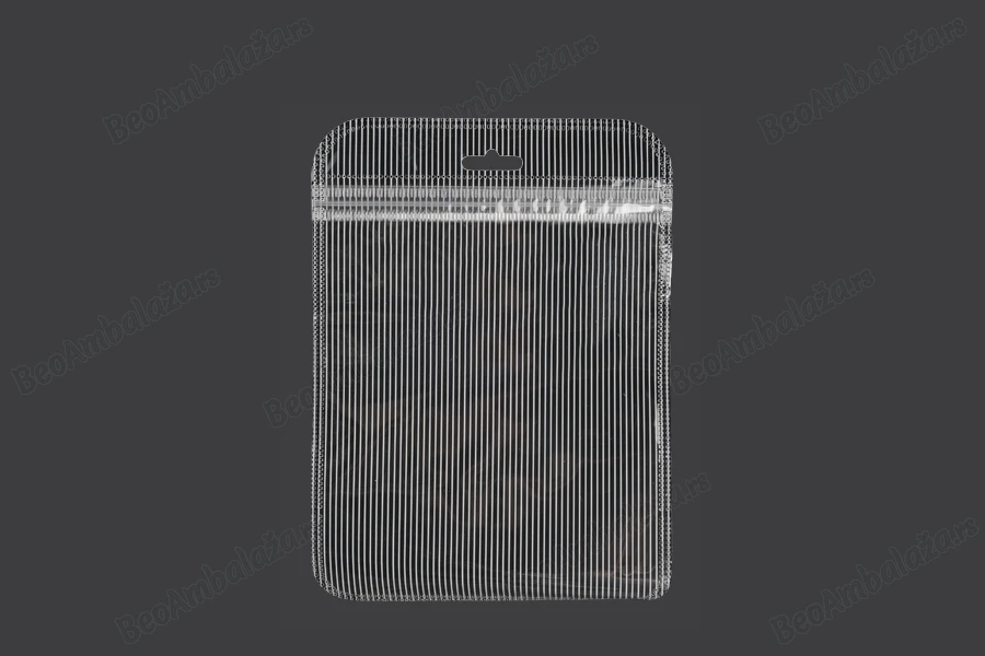Plastična zip kesica 122x170mm sa providnom prednjom stranom, zadnjom providnom stranom sa linijama i sa Eurohole otvorom - 100 kom-slika_proizvoda