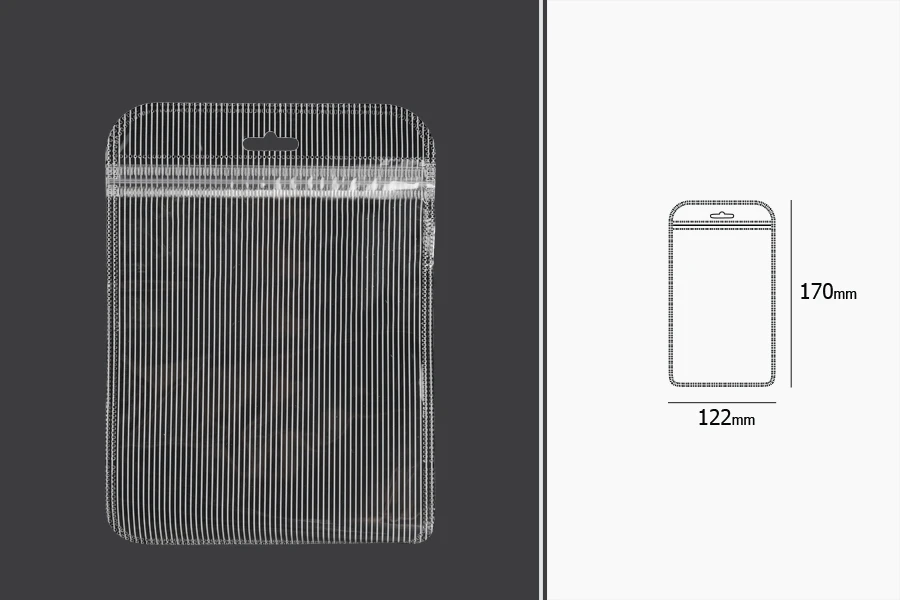 Plastična zip kesica 122x170mm sa providnom prednjom stranom, zadnjom providnom stranom sa linijama i sa Eurohole otvorom - 100 kom-dimenzije_slike