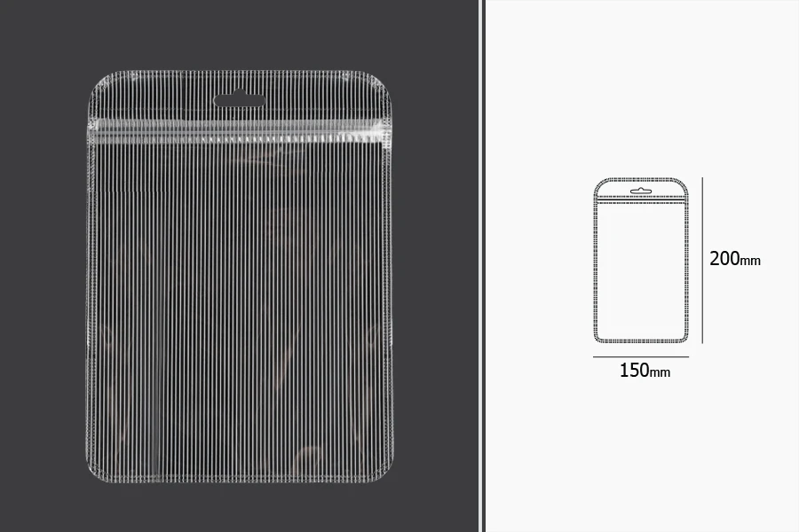Plastična zip kesica 150x200mm sa providnom prednjom stranom, zadnjom providnom stranom sa linijama i sa Eurohole otvorom - 100 kom-dimenzije_slike