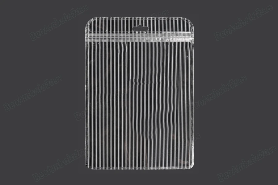 Plastična zip kesica 160x220mm sa providnom prednjom stranom, zadnjom providnom stranom sa linijama i sa Eurohole otvorom - 100 kom-slika_proizvoda