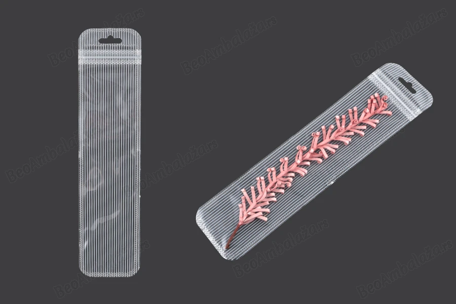 Plastična zip kesica 55x220mm sa providnom prednjom stranom, zadnjom providnom stranom sa linijama i sa Eurohole otvorom - 100 kom-grupa_slika