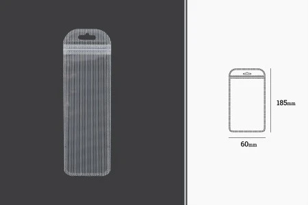 Plastična zip kesica 60x185mm sa providnom prednjom stranom, zadnjom providnom stranom sa linijama i sa Eurohole otvorom - 100 kom-2