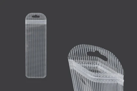 Plastična zip kesica 60x185mm sa providnom prednjom stranom, zadnjom providnom stranom sa linijama i sa Eurohole otvorom - 100 kom-1