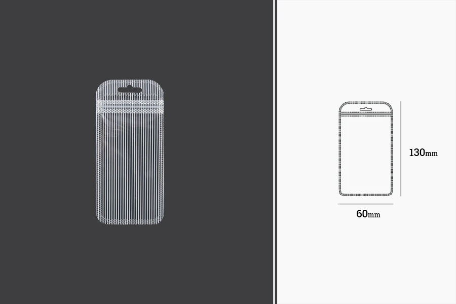 Plastična zip kesica 60x130mm sa providnom prednjom stranom, zadnjom providnom stranom sa linijama i sa Eurohole otvorom - 100 kom-dimenzije_slike