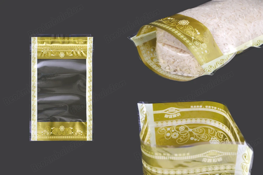 Providna DoyPack kesica sa zip zatvaranjem, zlatnim detaljima i sa mogućnošću termo lepljenja 120x35x200mm – 50kom-slika_proizvoda