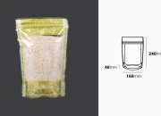 Providna DoyPack kesica sa zip zatvaranjem, zlatnim detaljima i sa mogućnošću termo lepljenja 160x40x240mm - 50kom Providna DoyPack kesica sa zip zatvaranjem, zlatnim detaljima i sa mogućnošću termo lepljenja 160x40x240mm - 50kom