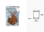 Aluminijumske DoyPack kesice sa zipom, transparentnom prednjom stranom, ovalnim dnom i sa mogućnošću termo zatvaranja 140x40x200mm – 50kom