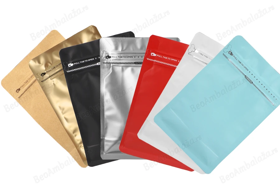 Uzorci Aluminijumske DoyPack kesice sa sigurnosnom tračicom i zipom, sve boje-slika_proizvoda