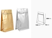Aluminijumske DoyPack kesice 130x70x200mm sa ventilom, termo zatvaranjem, otvaranjem sigurnosnom trakom i zip zatvaranjem - 25kom