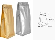 Aluminijumske DoyPack kesice 150x95x325 mm sa ventilom, termo zatvaranjem, otvaranjem sigurnosnom trakom i zip zatvaranjem - 25kom