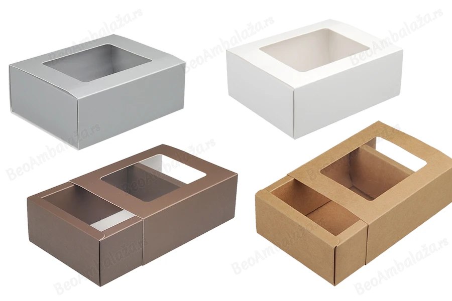 Kartonska kutija za pakovanje 140x110x52 mm na izvlačenje sa prozorom - 12 kom-slika_proizvoda