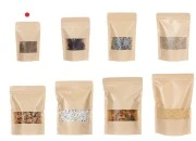 Kraft DoyPack kesice 90x30x140 mm sa zip zatvaranjem i prozorom, unutrašnjom i spoljašnjom providnom oblogom i sa mogućnošću termo zatvaranja - 100 kom Kraft DoyPack kesice 90x30x140 mm sa zip zatvaranjem i prozorom, unutrašnjom i spoljašnjom providnom oblogom i sa mogućnošću termo zatvaranja - 100 kom
