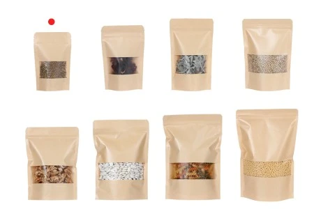 Kraft DoyPack kesice 90x30x140 mm sa zip zatvaranjem i prozorom, unutrašnjom i spoljašnjom providnom oblogom i sa mogućnošću termo zatvaranja - 100 kom-3