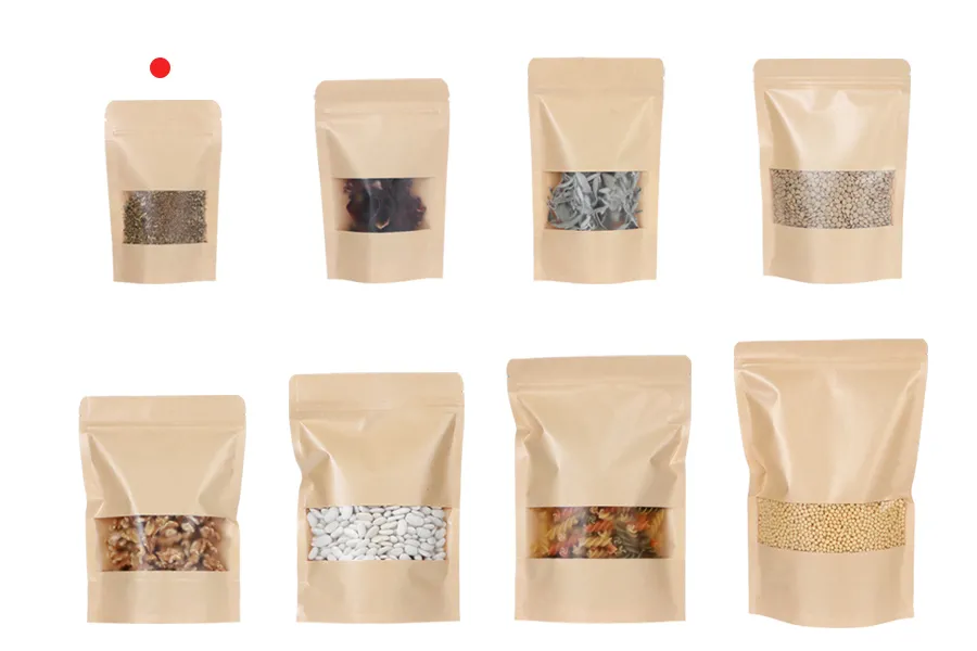 Kraft DoyPack kesice 90x30x140 mm sa zip zatvaranjem i prozorom, unutrašnjom i spoljašnjom providnom oblogom i sa mogućnošću termo zatvaranja - 100 kom Kraft DoyPack kesice 90x30x140 mm sa zip zatvaranjem i prozorom, unutrašnjom i spoljašnjom providnom oblogom i sa mogućnošću termo zatvaranja - 100 kom