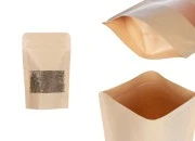 Kraft DoyPack kesice 90x30x140 mm sa zip zatvaranjem i prozorom, unutrašnjom i spoljašnjom providnom oblogom i sa mogućnošću termo zatvaranja - 100 kom Kraft DoyPack kesice 90x30x140 mm sa zip zatvaranjem i prozorom, unutrašnjom i spoljašnjom providnom oblogom i sa mogućnošću termo zatvaranja - 100 kom