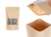 Kraft DoyPack kesice 120x40x200 mm sa zip zatvaranjem i prozorom, unutrašnjom i spoljašnjom providnom oblogom i sa mogućnošću termo zatvaranja - 100 kom Kraft DoyPack kesice 120x40x200 mm sa zip zatvaranjem i prozorom, unutrašnjom i spoljašnjom providnom oblogom i sa mogućnošću termo zatvaranja - 100 kom