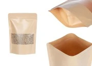 Kraft DoyPack kesice 140x40x200 mm sa zip zatvaranjem i prozorom, unutrašnjom i spoljašnjom providnom oblogom i sa mogućnošću termo zatvaranja - 100 kom Kraft DoyPack kesice 140x40x200 mm sa zip zatvaranjem i prozorom, unutrašnjom i spoljašnjom providnom oblogom i sa mogućnošću termo zatvaranja - 100 kom