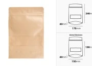 Kraft DoyPack kesice 170x40x240 mm sa zip zatvaranjem i prozorom, unutrašnjom i spoljašnjom providnom oblogom i sa mogućnošću termo zatvaranja - 100 kom