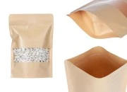 Kraft DoyPack kesice 170x40x240 mm sa zip zatvaranjem i prozorom, unutrašnjom i spoljašnjom providnom oblogom i sa mogućnošću termo zatvaranja - 100 kom
