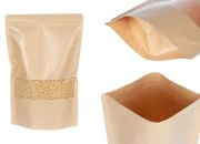 Kraft DoyPack kesice 200x50x300 mm sa zip zatvaranjem i prozorom, unutrašnjom i spoljašnjom providnom oblogom i sa mogućnošću termo zatvaranja - 100 kom Kraft DoyPack kesice 200x50x300 mm sa zip zatvaranjem i prozorom, unutrašnjom i spoljašnjom providnom oblogom i sa mogućnošću termo zatvaranja - 100 kom