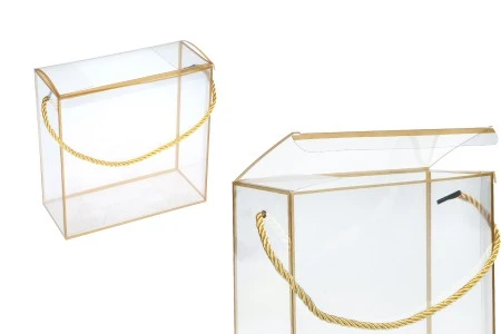 Plastična providna poklon kutija - torbica 140x75x140 mm sa ručkom - 12 kom-1