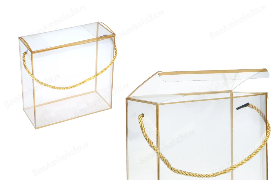 Plastična providna poklon kutija - torbica 140x75x140 mm sa ručkom - 12 kom-slika_proizvoda