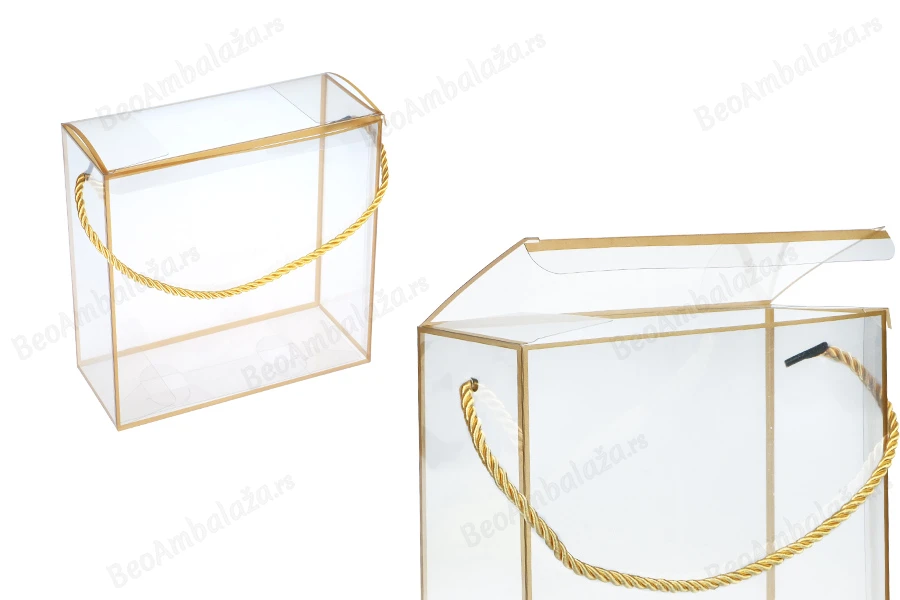 Plastična providna poklon kutija - torbica 140x75x140 mm sa ručkom - 12 kom-slika_proizvoda