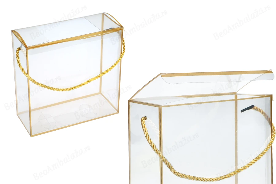 Plastična providna poklon kutija - torbica 190x80x190 mm sa ručkom - 12 kom-slika_proizvoda