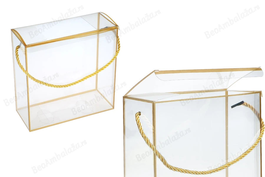 Plastična providna poklon kutija - torbica 190x80x190 mm sa ručkom - 12 kom-slika_proizvoda