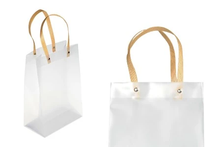 Plastična poluprovidna poklon torbica 180x100x260 mm sa ručkama - 12 kom-1