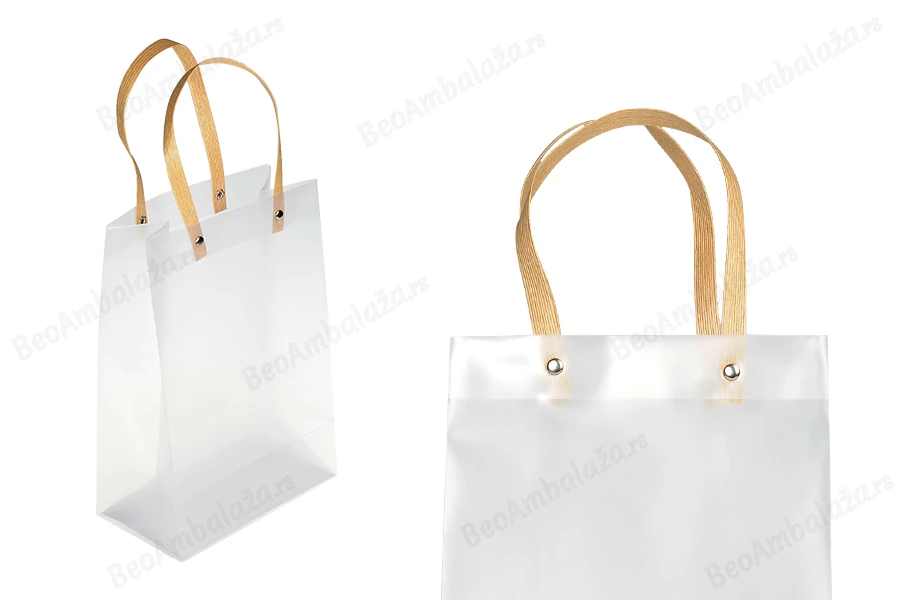 Plastična poluprovidna poklon torbica 180x100x260 mm sa ručkama - 12 kom-slika_proizvoda