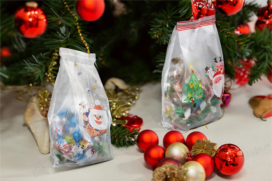 Plastične kesice 85x65x225 mm sa Božićnim motivima i mogućnošću termo zatvaranja - 50 kom-grupa_slika