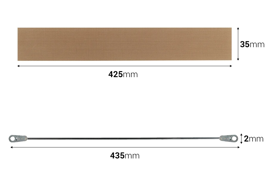 Rezervna tkanina 425x35 mm i žica 435x2 mm za mašinu za termičko zatvaranje