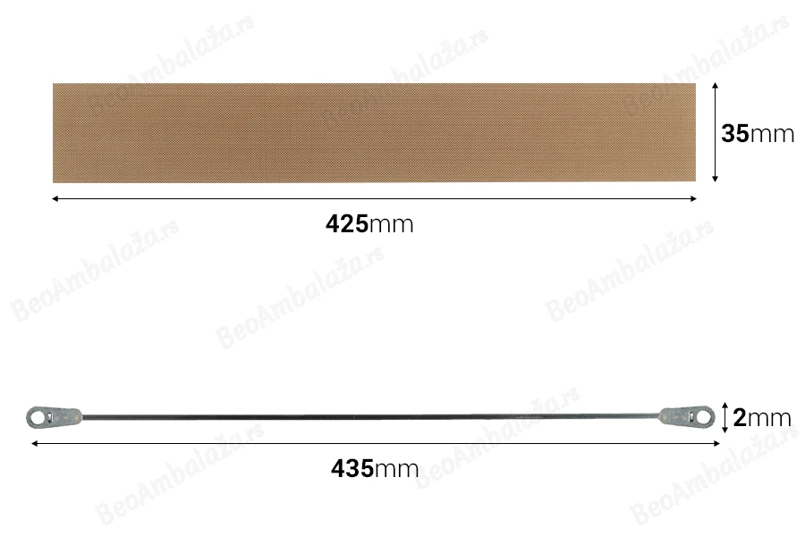 Rezervna tkanina 425x35 mm i žica 435x2 mm za mašinu za termičko zatvaranje-slika_proizvoda