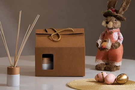 Kutija - paket za pakovanje 220x140x190mm od Kraft papira sa prozorom i ručkom od kanapa - 20 kom-5