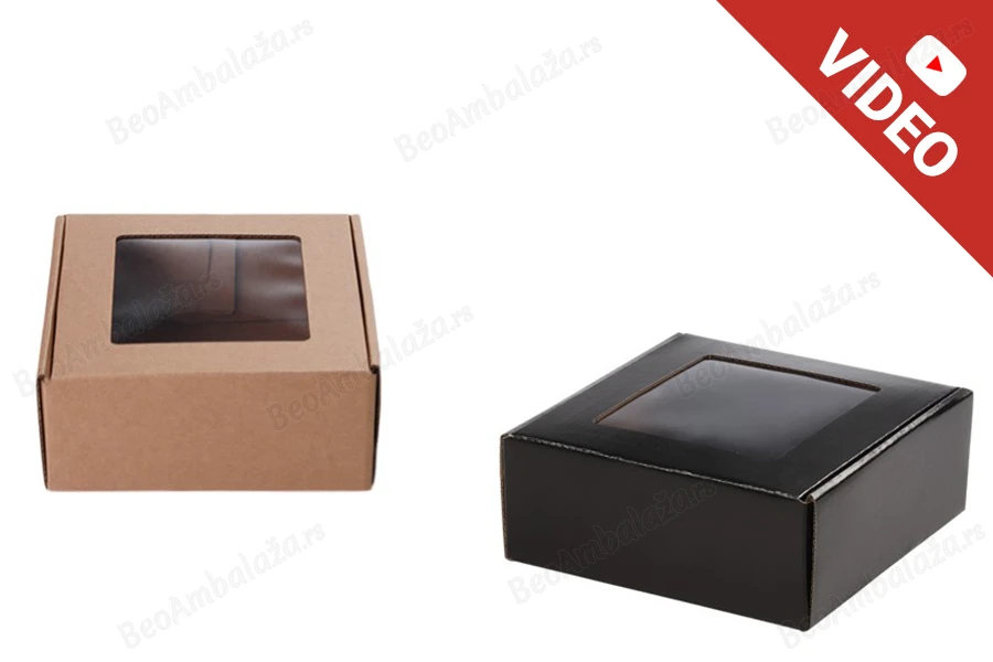 Kutija od kraft papira 180x180x70mm sa prozorom - 20 kom-slika_proizvoda