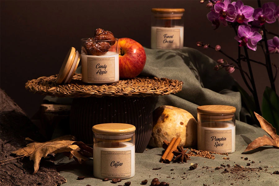 Pumpkin spice - Aromatična sveća od sojinog voska sa drvenim fitiljem (110gr)-dimenzije_slike