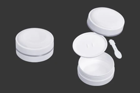 Plastična (PP) bela kutija 100mL sa zatvaračem, spatulom i plastičnim međupoklopcem - 12 kom-1