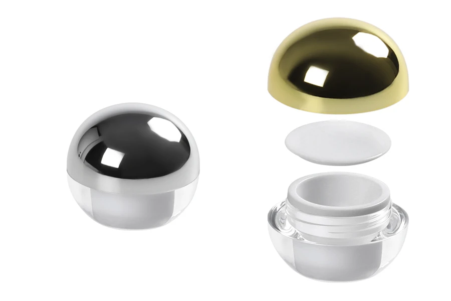 Luksuzna akrilna okrugla kutijica 5mL sa unutrašnjom zaptivkom u zatvaraču i plastičnim međupoklopcem - 12 komada-slika_proizvoda