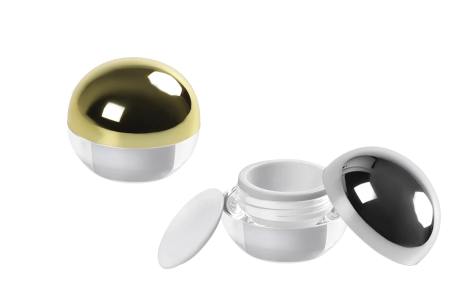 Luksuzna akrilna okrugla kutijica 5mL sa unutrašnjom zaptivkom u zatvaraču i plastičnim međupoklopcem - 12 komada-grupa_slika