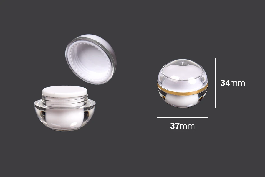 Luksuzna akrilna okrugla kutijica 5mL, sa unutrašnjom zaptivkom na poklopcu i plastičnim međupoklopcem - 12 kom Luksuzna akrilna okrugla kutijica 5mL, sa unutrašnjom zaptivkom na poklopcu i plastičnim međupoklopcem - 12 kom