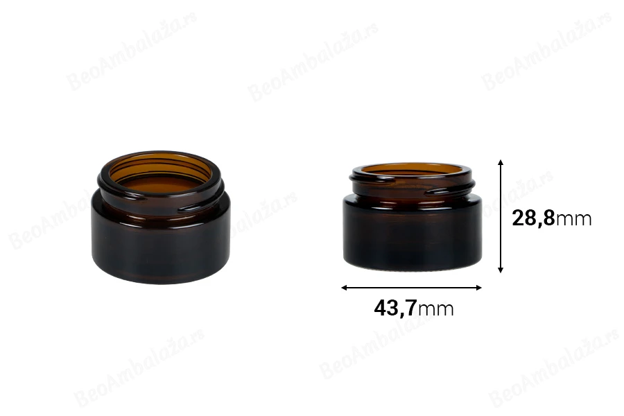 Staklena teglica za kremu 15mL u braon boji - bez zatvarača-dimenzije_slike