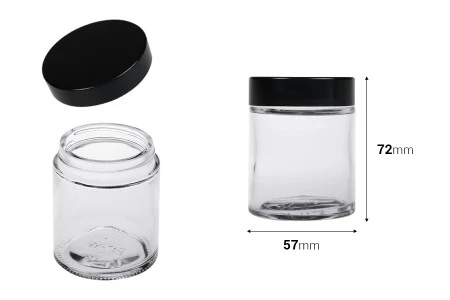 Staklena tegla 100mL sa plastičnim crnim zatvaračem sa unutrašnjom zaptivkom-2